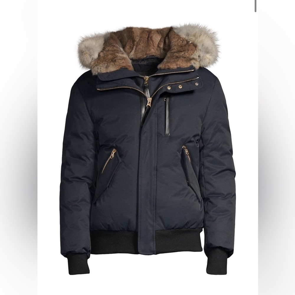 Mackage Dixon Fur-Trimmed Down Bomber Jacket Navy